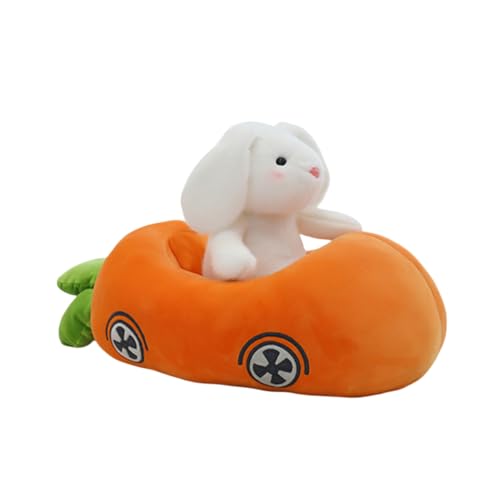 Ueiwffzo Plüschtier Hase mit Karottenwagen 2 in 1 Kuscheltier Kawaii Deko Spielzeug Wurfkissen, Plüsch Spielzeug Stofftier Geschenke für Kinder (Karottenwagen 60cm) von Ueiwffzo