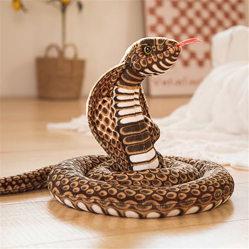 Ueiwffzo Plüschtier Simulation Kobra Kuscheltiere, Realistische Große Schlange Stofftier Plüsch Spielzeug Prank Requisiten für Party Dekorationen Geschenk 170CM (Dunkelbraun) von Ueiwffzo