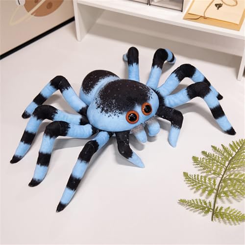 Ueiwffzo Plüschtier für Kinder Spinne, Kuscheltier Spinne Weiches, kuscheliges Stofftier, Lebensechte Spinne Kuscheltiere Geschenk für Erwachsene und Kinder (20cm,Blau) von Ueiwffzo