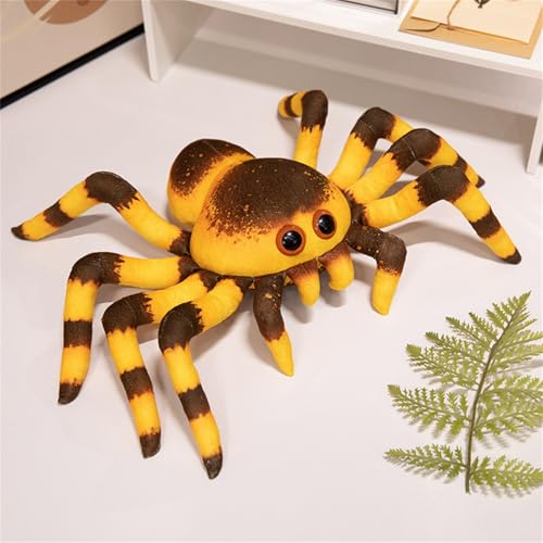 Ueiwffzo Plüschtier für Kinder Spinne, Kuscheltier Spinne Weiches, kuscheliges Stofftier, Lebensechte Spinne Kuscheltiere Geschenk für Erwachsene und Kinder (20cm,Gelb) von Ueiwffzo