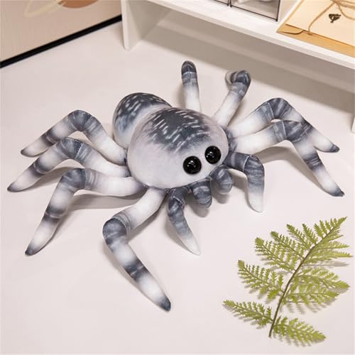 Ueiwffzo Plüschtier für Kinder Spinne, Kuscheltier Spinne Weiches, kuscheliges Stofftier, Lebensechte Spinne Kuscheltiere Geschenk für Erwachsene und Kinder (30cm,Grau) von Ueiwffzo