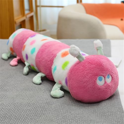 Ueiwffzo Raupe Kuscheltier Raupe Stofftier Plüsch Weiches Süßes Raupenspielzeug, Raupenkissen, Plüschtier Baby Stofftier Spielzeug für Kinder Geburtstag und Weihnachten (115cm,Rosa) von Ueiwffzo