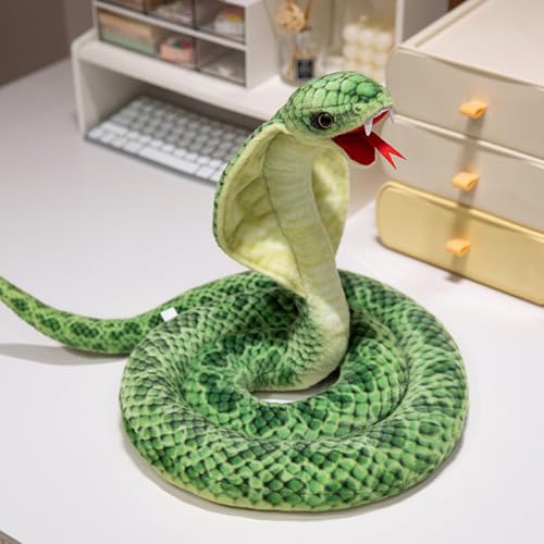 Ueiwffzo Schlange Kuscheltier, Realistische Plüschschlange Kobra Plüschtier Stofftier Plüsch Spielzeug Stoffschlange Kuschelsnake Plüsch Puppe Spielzeug Geschenk Für Kinder (115cm,Grün) von Ueiwffzo