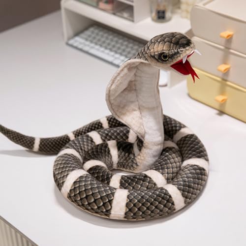 Ueiwffzo Schlange Kuscheltier, Realistische Plüschschlange Kobra Plüschtier Stofftier Plüsch Spielzeug Stoffschlange Kuschelsnake Plüsch Puppe Spielzeug Geschenk Für Kinder (160cm,Braun + Weiß) von Ueiwffzo