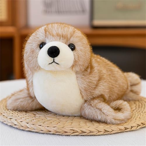 Ueiwffzo Seelöwe Kuscheltier, 30cm Stofftier Plüschtier, Weich Gemütliches Meerestiere Plüsch Spielzeug Plüschpuppe Geschenke für Kinder (Braun) von Ueiwffzo