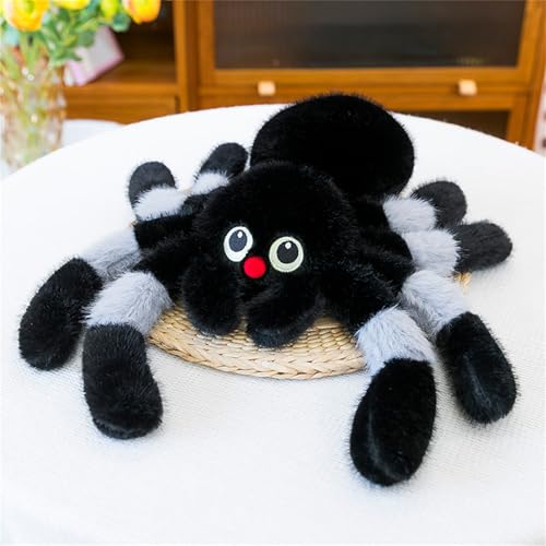 Ueiwffzo Spinne Stofftier Plüschtier für Kinder, Niedliches Spinne Wurfkissen Kuscheltier Spielzeug Geschenk für Erwachsene und Kinder (30cm,Grau) von Ueiwffzo