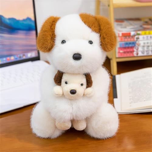 Ueiwffzo Süßes Kuscheltier Plüschtiere, 33cm Mutter und Kind Tierefuchs Hund Kaninchen Plüsch Spielzeug Plüschtier für Kinder und Baby Geschenk (Hund) von Ueiwffzo