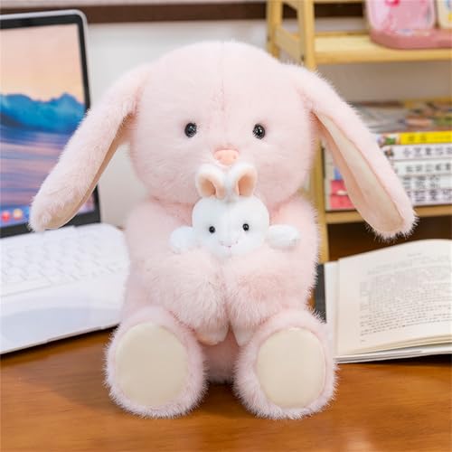 Ueiwffzo Süßes Kuscheltier Plüschtiere, 33cm Mutter und Kind Tierefuchs Hund Kaninchen Plüsch Spielzeug Plüschtier für Kinder und Baby Geschenk (Kaninchen) von Ueiwffzo