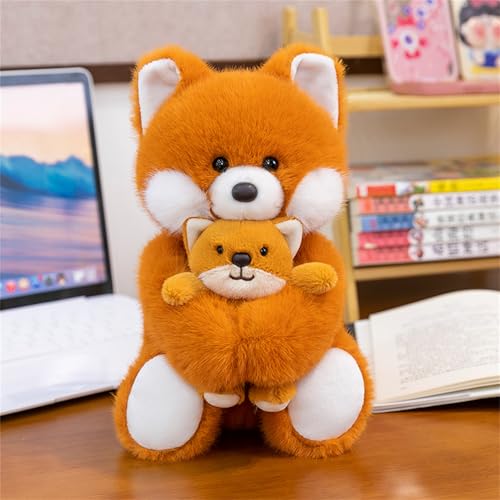 Ueiwffzo Süßes Kuscheltier Plüschtiere, 33cm Mutter und Kind Tierefuchs Hund Kaninchen Plüsch Spielzeug Plüschtier für Kinder und Baby Geschenk (Tierefuchs) von Ueiwffzo