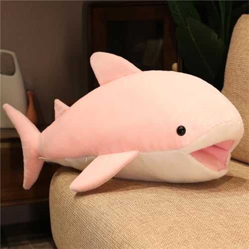 Ueiwffzo Wal Kuscheltier Plüschtier, Fisch Kuscheltier, Groß Wale Stofftier Hai Plushie Tier Kissen Dekokissen Geschenke Für Kinder (Rosa,55cm) von Ueiwffzo