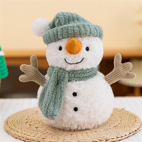 Ueiwffzo Weihnachten Kuscheltier Schneemann, 25cm Weihnachten Schneemann Plüschtier Plüschpuppe Stofftier Plüsch Spielzeug für Kinder Mädchen Jungen (A mit Schal und Hut) von Ueiwffzo
