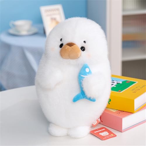 Ueiwffzo Weiß Robbe Kuscheltie Plüschtier Siegel Kuscheltie Niedliche Cartoon Robbe Tier Puppe Spielzeug Geschenk Plüschkissen Spielzeug Geschenk (45cm) von Ueiwffzo