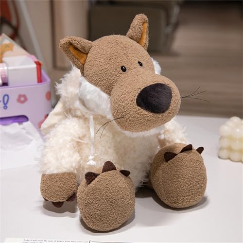 Ueiwffzo Wolf Plüschtier Schaf Kuscheltier, Cartoon Tier Plüschtier Kinder Weich Plüsch Puppe Spielzeug Stofftier Plüschkissen Für Kinder Geschenk Mädchen (50cm,Wolf) von Ueiwffzo