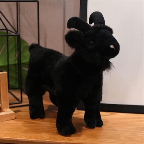 Ueiwffzo Ziege Plüschtier 29cm/11Zoll Tier Kawaii Schaf Kuscheltier Realistische Antilope Spielzeug Wilde Tiere Geschenk für Kinder (Schwarz) von Ueiwffzo