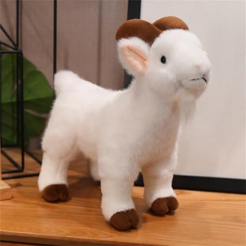 Ueiwffzo Ziege Plüschtier 29cm/11Zoll Tier Kawaii Schaf Kuscheltier Realistische Antilope Spielzeug Wilde Tiere Geschenk für Kinder (Weiß) von Ueiwffzo
