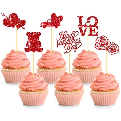 Ueomul 12 Stück Hochzeit Party TortenDeko Rot Glitter Liebe Herz Cupcake Toppers für Verlobung Hochzeit, Braut Jahrestag, Heiratsantrag, Valentinstag Kuchen Dekorationen Zubehör Ueomul 12 Stück Hochzeit Party TortenDeko Rot Glitter Liebe Herz Cupcake Toppers für Verlobung Hochzeit, Braut Jahrestag, Heiratsantrag, Valentinstag Kuchen Dekorationen Zubehör von Ueomul