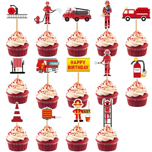 Ueomul 14 Stück Feuerwehr Thema Cupcake Wrapper und Topper Feuerwehrauto, Feuerwehrmann TortenDeko Kuchen Picks Dekorationen für Jungen, Kinder Geburtstagskuchen Party Favours Supplies Ueomul 14 Stück Feuerwehr Thema Cupcake Wrapper und Topper Feuerwehrauto, Feuerwehrmann TortenDeko Kuchen Picks Dekorationen für Jungen, Kinder Geburtstagskuchen Party Favours Supplies von Ueomul
