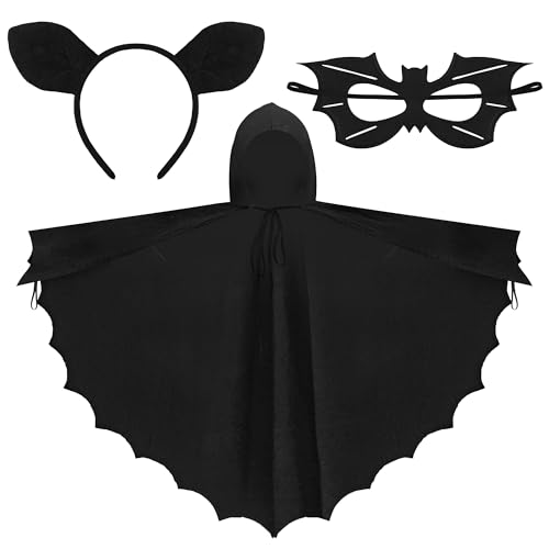 Ueyben Fledermaus Kostüm Umhang, Fledermausflügel mit Maske Fledermausohren-Stirnband Vampir Fledermaus Cape für Mädchen Halloween Karneval Fasching Cosplay Ueyben Fledermaus Kostüm Umhang, Fledermausflügel mit Maske Fledermausohren-Stirnband Vampir Fledermaus Cape für Mädchen Halloween Karneval Fasching Cosplay von Ueyben