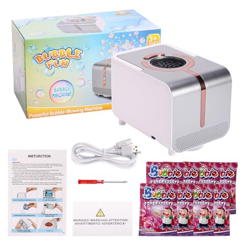 Uhngw Bubble Machine für Kleinkind 1-3, Bubble Blower Machine - Tragbares Griff Design Automatische Außenmaschine mit LED -Leuchten | Neuheit Toys & Vergnügung, Stressabbauspielzeug für Familie, von Uhngw