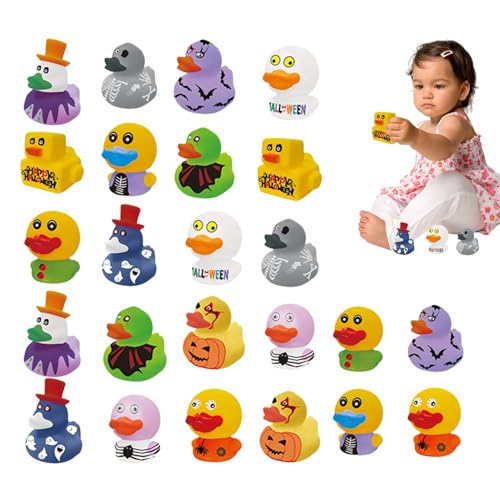 Uhngw Halloween-Partygeschenke, Gummienten, Halloween-Enten-Badespielzeug | Verschiedene Gummienten Duschente,Gummischwimmer, Halloween-Dusch-Ente, 24 Stück, für Kinder-Partygeschenke, Halloween-Party von Uhngw