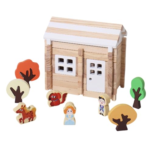 Uhngw Hausbausatz, Holzklötze für Kinder - Interaktives Holzpuzzle-Bauset,Holzbausatz, Hausbauspielzeug, Lern- und Bildungsspielzeug für Kinder Uhngw Hausbausatz, Holzklötze für Kinder - Interaktives Holzpuzzle-Bauset,Holzbausatz, Hausbauspielzeug, Lern- und Bildungsspielzeug für Kinder von Uhngw