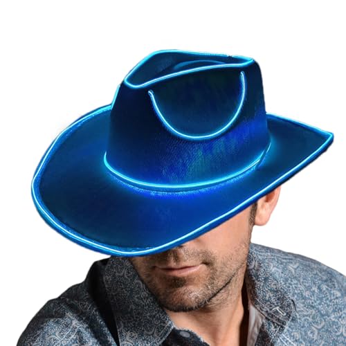 Uhngw Hut, beleuchteter Cowgirl-Hut, Cowgirl-Hut, Disco-Cowboyhut, LED-beleuchteter Hut, batteriebetriebene Party-Cowboyhüte, glitzernder Cowboyhut, Disco-Western-Kostüm-Zubehör Uhngw Hut, beleuchteter Cowgirl-Hut, Cowgirl-Hut, Disco-Cowboyhut, LED-beleuchteter Hut, batteriebetriebene Party-Cowboyhüte, glitzernder Cowboyhut, Disco-Western-Kostüm-Zubehör von Uhngw