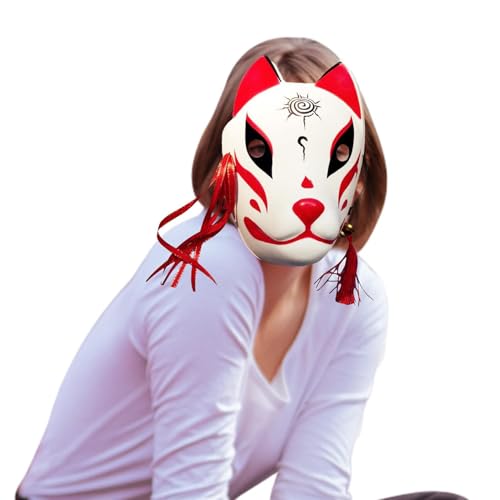 Uhngw Japanische Kitsune-Maske | Kitsune Gesichtsbedeckung mit elastischem Band, Fuchs-Cosplay-Maske – PU-Masken für Kostüme, Halloween, Weihnachten, Maskerade, Rituale Uhngw Japanische Kitsune-Maske | Kitsune Gesichtsbedeckung mit elastischem Band, Fuchs-Cosplay-Maske – PU-Masken für Kostüme, Halloween, Weihnachten, Maskerade, Rituale von Uhngw