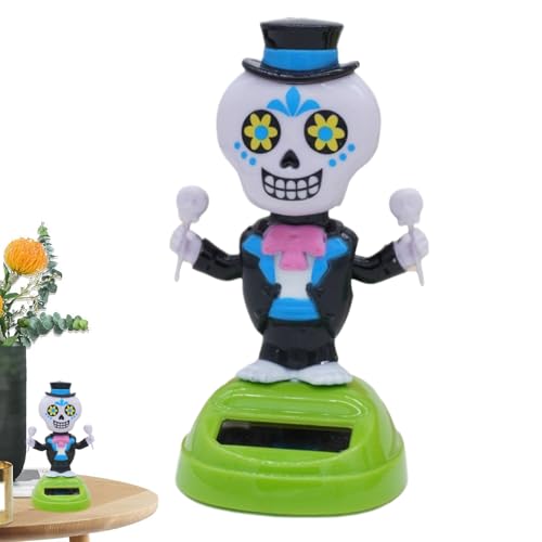 Uhngw Solarbetriebene Tanzfiguren, Halloween Solartanzfiguren, Skelett Wackelfigur Sammlerpuppe Gruseldekoration Für Autoinnenraum Wohnung Büro & Partys von Uhngw
