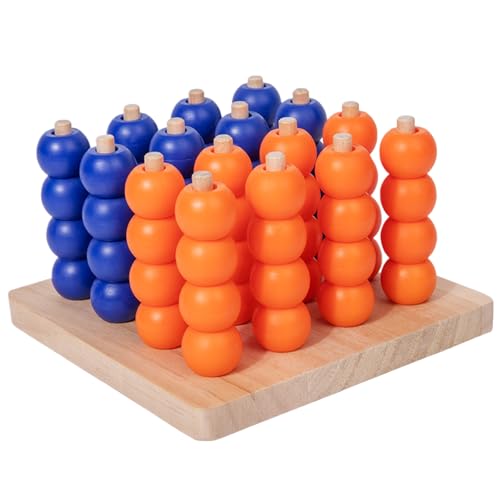 Uhngw Vier Gewinnt Brettspiel - Tragbares 3D Holz Brettspiel Für Erwachsene Und Kinder | Logisches Denken Training Reisespiel Familienspiel Geschenk von Uhngw