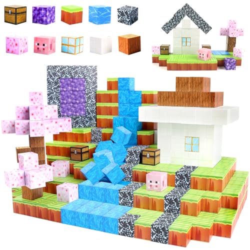 110 Stück Magnetische Bausteine -Build Mine Magnet World Cherry Blossom Set,Magnetic Building Blocks,Magnetisches Spielzeug für Jungen und Mädchenim,Montessori Spielzeug ab 3Jahre Geschenk für Kinder von Uiczdry