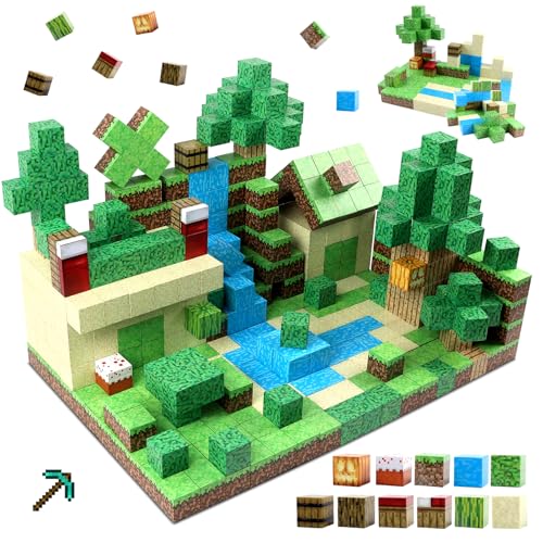 128 Stück Magnetische Bausteine - Build Mine Magnet Welt World Strand Set,Magnetic Building Blocks,Magnetisches Spielzeug für Jungen und Mädchenim,Montessori Spielzeug ab 3 Jahre Geschenk für Kinder von Uiczdry