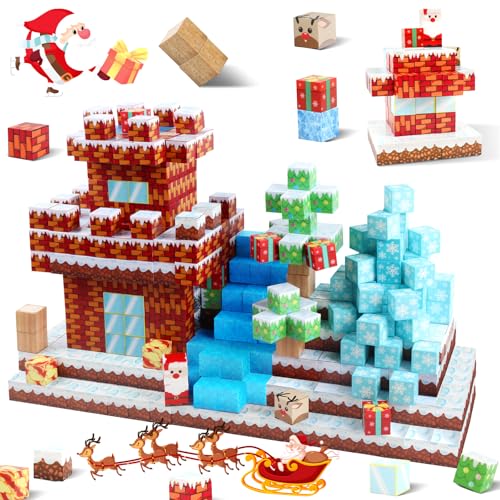 Uiczdry 120 Stück Magnetische Bausteine, 2.3CM/Stück Magnetic Building Blocks, Bausteine Set Weihnachten für Jungen und Mädchen im Alter von 3 4 5 6 7, Kreative Spielzeug ab 3 Jahren für Kinder von Uiczdry