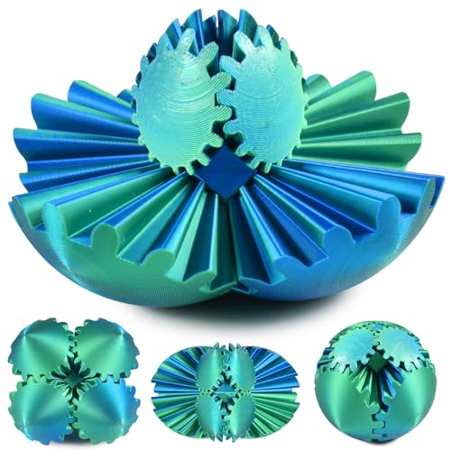 Gear Ball 3D gedrucktes Fidget Spielzeug Drehbare Zahnradkugel Stressabbau Schreibtischspielzeug Erwachsene und Kinder Geschenk für Weihnachten Wichteln (Glänzendes Grün, Durchmesser: 8 cm) von UieaMsio