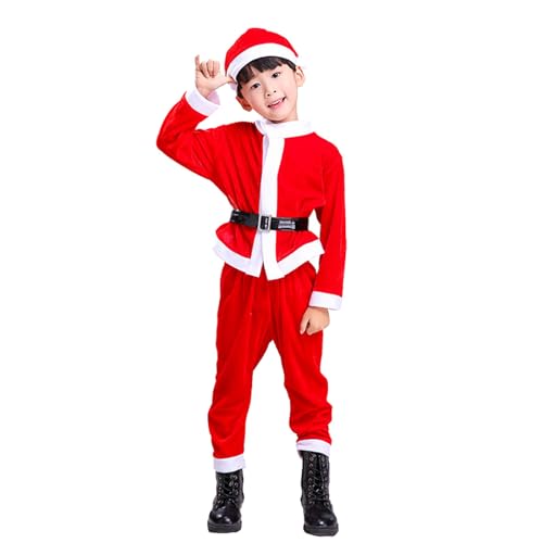 UieaMsio 4er Set Weihnachtsmann-Kostüm, Kinder Weihnachtsmann-Kostüm für Jungen, Weihnachtsmann-Kostüm mit Mütze, Bart, Gürtel und Handschuhen, Weihnachtskostüm, für Kinder 120-A (90) UieaMsio 4er Set Weihnachtsmann-Kostüm, Kinder Weihnachtsmann-Kostüm für Jungen, Weihnachtsmann-Kostüm mit Mütze, Bart, Gürtel und Handschuhen, Weihnachtskostüm, für Kinder 120-A (90) von UieaMsio