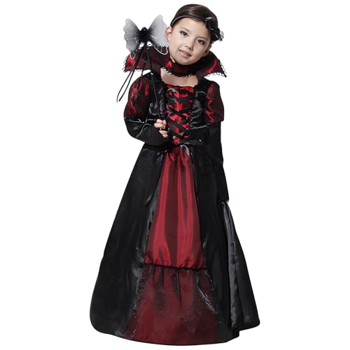 UieaMsio Halloween Kostüm Vampir Kinder Mädchen, Halloween Vampir Kostüm Kinder, Gothic Vampir Prinzessin Kostüm, Schwarz & Rot Vampir Kleid für Karneval Halloween Kostüm Fancy Dress Cosplay (S) UieaMsio Halloween Kostüm Vampir Kinder Mädchen, Halloween Vampir Kostüm Kinder, Gothic Vampir Prinzessin Kostüm, Schwarz & Rot Vampir Kleid für Karneval Halloween Kostüm Fancy Dress Cosplay (S) von UieaMsio