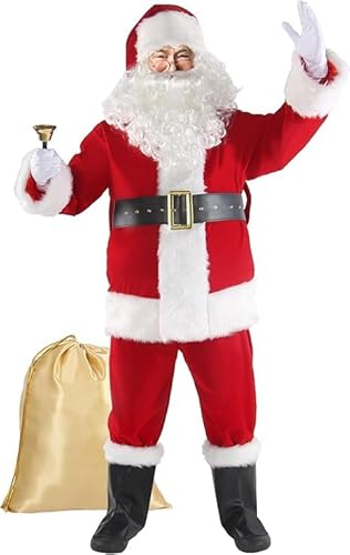 UieaMsio Weihnachts Weihnachtsmann Kostüm für Herren und Erwachsene, 10-teilig, Flanell Klassischer Anzug Kostüm Outfit, Weihnachten Santa Kostüme,Deluxe Samtanzug Outfit Weihnachten Weihnachtsm (L) UieaMsio Weihnachts Weihnachtsmann Kostüm für Herren und Erwachsene, 10-teilig, Flanell Klassischer Anzug Kostüm Outfit, Weihnachten Santa Kostüme,Deluxe Samtanzug Outfit Weihnachten Weihnachtsm (L) von UieaMsio