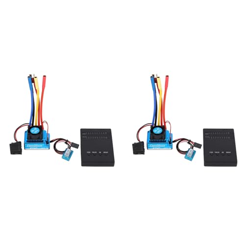 Uikdjgu 2X 1:10 Auto 120A Wasserdicht Bürstenlos Esc + Programm Karten Kombination Einzelheiten, für 1/10 Rc Auto von Uikdjgu