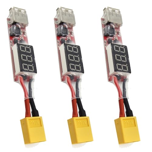 Uikdjgu 3X 2S-6S Lipo-Lithium- XT60 zu USB-Ladegerät-Konverter mit Spannungsanzeige-Adapterplatine zum Schutz der Telefonfunktionen von Uikdjgu