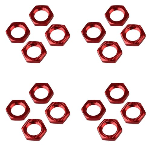 Uikdjgu 4X 17mm Upgrade Rad Sechskantmutter Abdeckung N10177 für RC 1: 8 Modellauto, Rot von Uikdjgu