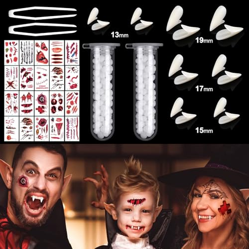 16 Stücke Vampir Fangs Vampirzähne Zähne Kit 4 Größen Custom Fangs Vampire Zähne Zahnersatz Halloween Party Cosplay Prothesen Gefälschte mit 2 Rohr Zähne Pellets Klebstoff 20 Halloween Scar Pasten 16 Stücke Vampir Fangs Vampirzähne Zähne Kit 4 Größen Custom Fangs Vampire Zähne Zahnersatz Halloween Party Cosplay Prothesen Gefälschte mit 2 Rohr Zähne Pellets Klebstoff 20 Halloween Scar Pasten von Uirheurd