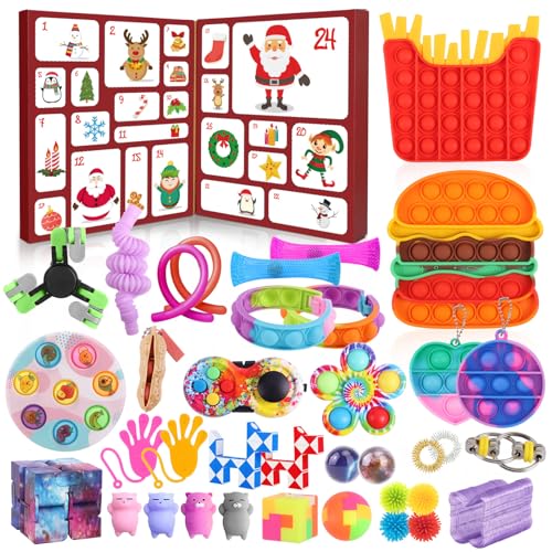 Adventskalender Kinder Mit 24 Pcs Fidget Toys Adventskalender 24 Tage Weihnachts Countdown Kalender Von Sensorik Überraschungen Party Spielzeug Geeignet für 3-12 Jahre alt Kinder Jungen Mädchen von Uiseba