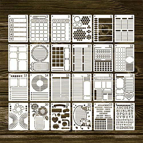 24 praktische Tagebuch-Schablonen, waschbare Zeichenschablonen für Zeitsparender, Planer, Tagebuch, Sammelalbum, 12,7 x 17,8 cm 24 praktische Tagebuch-Schablonen, waschbare Zeichenschablonen für Zeitsparender, Planer, Tagebuch, Sammelalbum, 12,7 x 17,8 cm von Uitndvyte