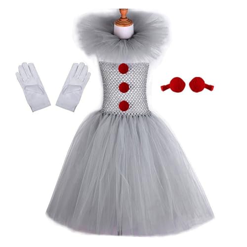 3-teiliges Clown-Kostüm für Kinder, Mädchen, gruseliges Halloween-Kostüm, Clown-Kostüm, Cosplay, rote Handschuhe, Clown-Haarnadel, Make-up-Set, Geschenk 3-teiliges Clown-Kostüm für Kinder, Mädchen, gruseliges Halloween-Kostüm, Clown-Kostüm, Cosplay, rote Handschuhe, Clown-Haarnadel, Make-up-Set, Geschenk von Uitndvyte