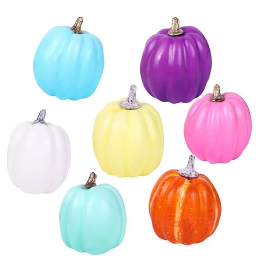 7 Stück Kürbis-Ornamente für den Garten, bunt, Halloween, dekorative Figuren, Büro, Thanksgiving, Party, Dekoration von Uitndvyte