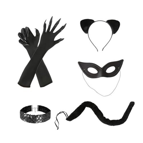 Cattwomen Kostüm-Sets für Frauen mit Katzenohren, Halsband, Halloween, Cattwomen, Cosplay-Zubehör, Katzen-Klauen-Handschuhe Cattwomen Kostüm-Sets für Frauen mit Katzenohren, Halsband, Halloween, Cattwomen, Cosplay-Zubehör, Katzen-Klauen-Handschuhe von Uitndvyte