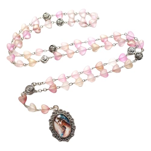 Rosenkranz Rosenkranz Vintage hohle Rosenkranz-Halskette mit Kristall-Anhänger, christlicher Schmuck für Frauen und Männer von Uitndvyte
