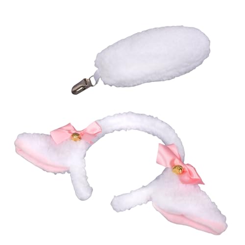 Schaf Kostüm Set, Plüsch-Stirnband mit Schafohren, Schafschwanz, Halloween, Schafskostüm, Zubehör für Jungen und Mädchen Cosplay Schaf Kostüm Set, Plüsch-Stirnband mit Schafohren, Schafschwanz, Halloween, Schafskostüm, Zubehör für Jungen und Mädchen Cosplay von Uitndvyte