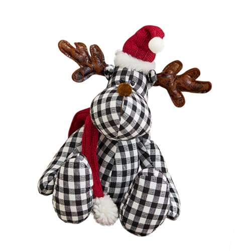 Schöne Hirschpuppe aus kariertem Stoff, bezaubernde Hirschpuppe aus weichem Plüsch für Gemälde und Geschenke von Uitndvyte