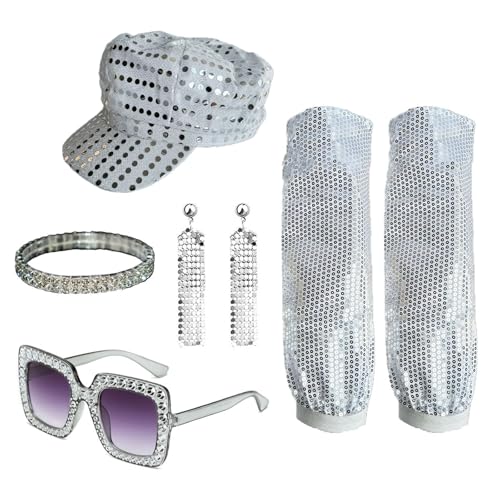 Uitndvyte Discos-Kostüm-Outfits, 1960er-, 1970er-, 80er-Jahre, Diskothekenzubehör, Kappen, Ohrringe, Halskette, Sonnenbrille, Beinwärmer für Halloween-Party Uitndvyte Discos-Kostüm-Outfits, 1960er-, 1970er-, 80er-Jahre, Diskothekenzubehör, Kappen, Ohrringe, Halskette, Sonnenbrille, Beinwärmer für Halloween-Party von Uitndvyte