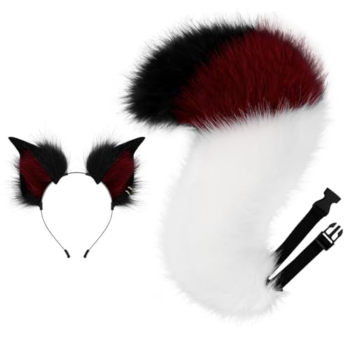 Uitndvyte Fuchs-Ohr-Stirnband mit Schwanz, Füchsen, Katzen, Ohren und Schwanz, Set, Halloween, Cosplay, Party, Füchse, Kostüm, Zubehör, Kinder, Erwachsene Uitndvyte Fuchs-Ohr-Stirnband mit Schwanz, Füchsen, Katzen, Ohren und Schwanz, Set, Halloween, Cosplay, Party, Füchse, Kostüm, Zubehör, Kinder, Erwachsene von Uitndvyte
